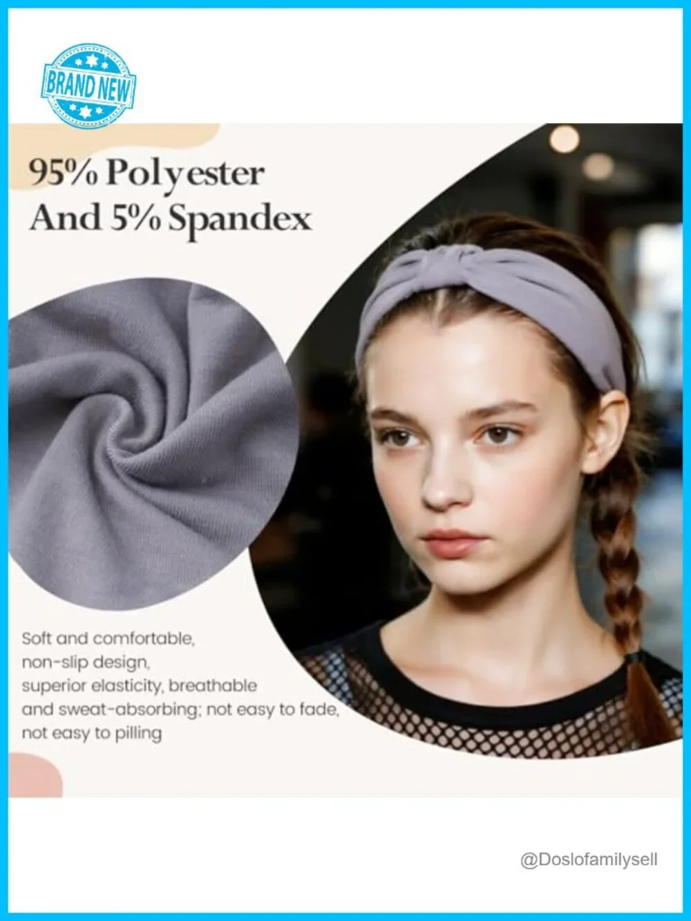 Wide Non-Slip Knotted Hair Bands, Stretchy Sweat Headband for Workout, Yoga,
